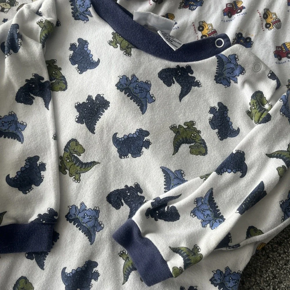 Infant Toddler Boys Y2K 90's Top Lot. 24 Months. Trucks Dinosaur Sports Bodysuit